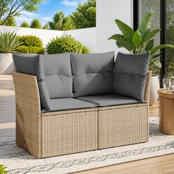 Quality 2-Seater Garden Sofa with Storage in Beige