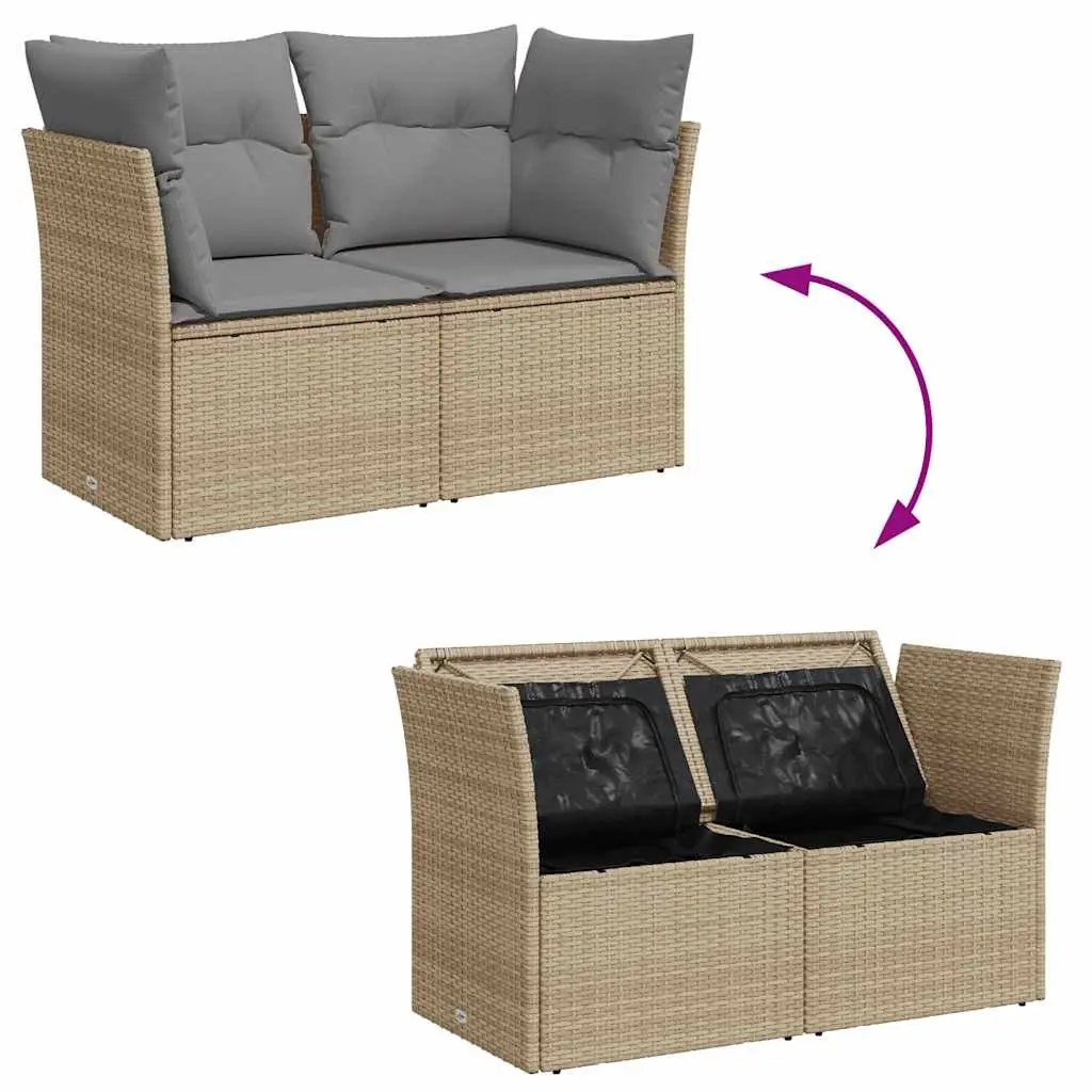 2-Seater Garden Sofa with Storage in Beige