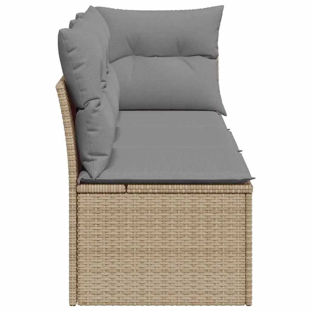 Beige 3-Seater Garden Sofa with Storage Cushions