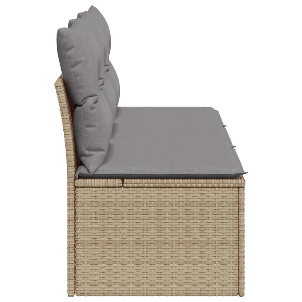 3-Seater Garden Sofa Poly Rattan Beige with Storage Cushions