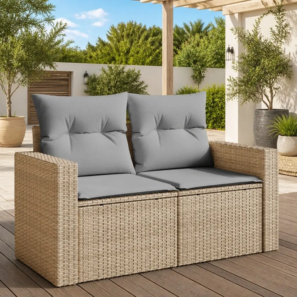 2-Seater Garden Sofa with Storage and Cushions