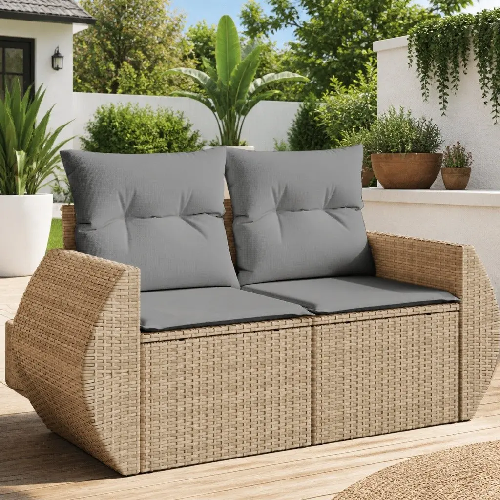 2-Seater Garden Sofa with Storage Cushions