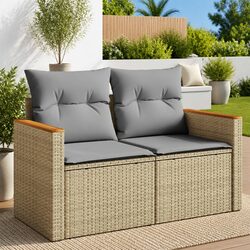 Durable 2-Seater Garden Sofa with Storage Cushions