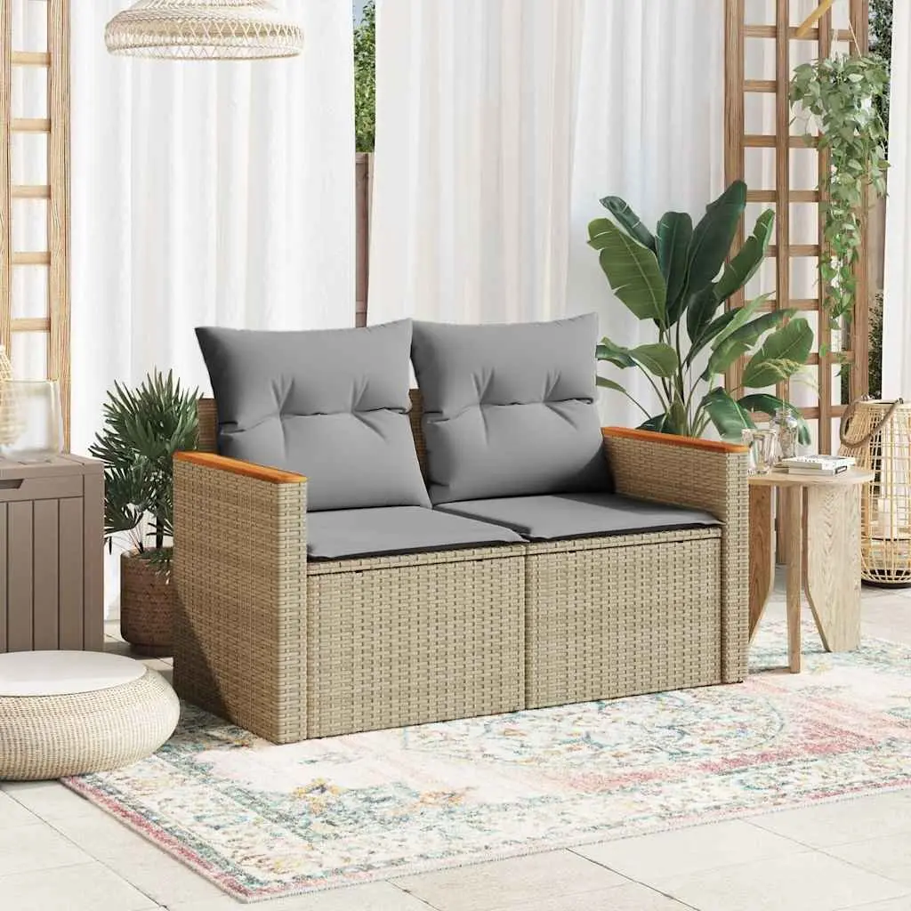2-Seater Garden Sofa with Storage Cushions