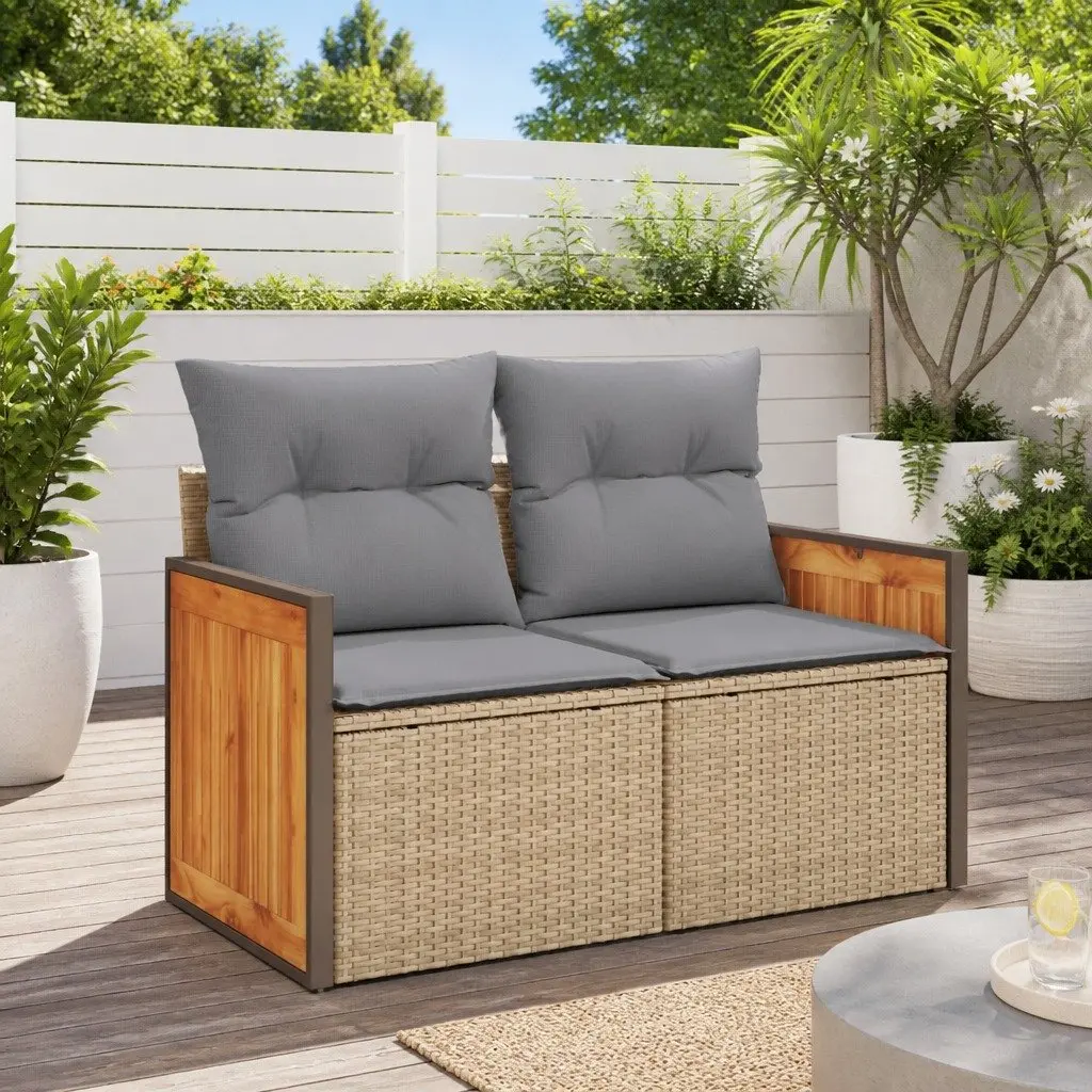 2-Seater Garden Sofa with Cushions and Storage