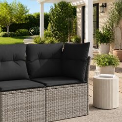 Durable Outdoor Corner Sofa with Grey Cushions