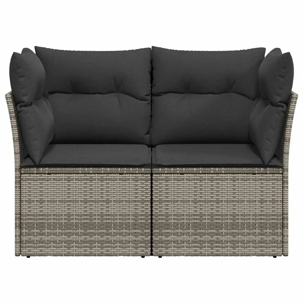 Grey Poly Rattan Outdoor 2-Seater Sofa with Cushions