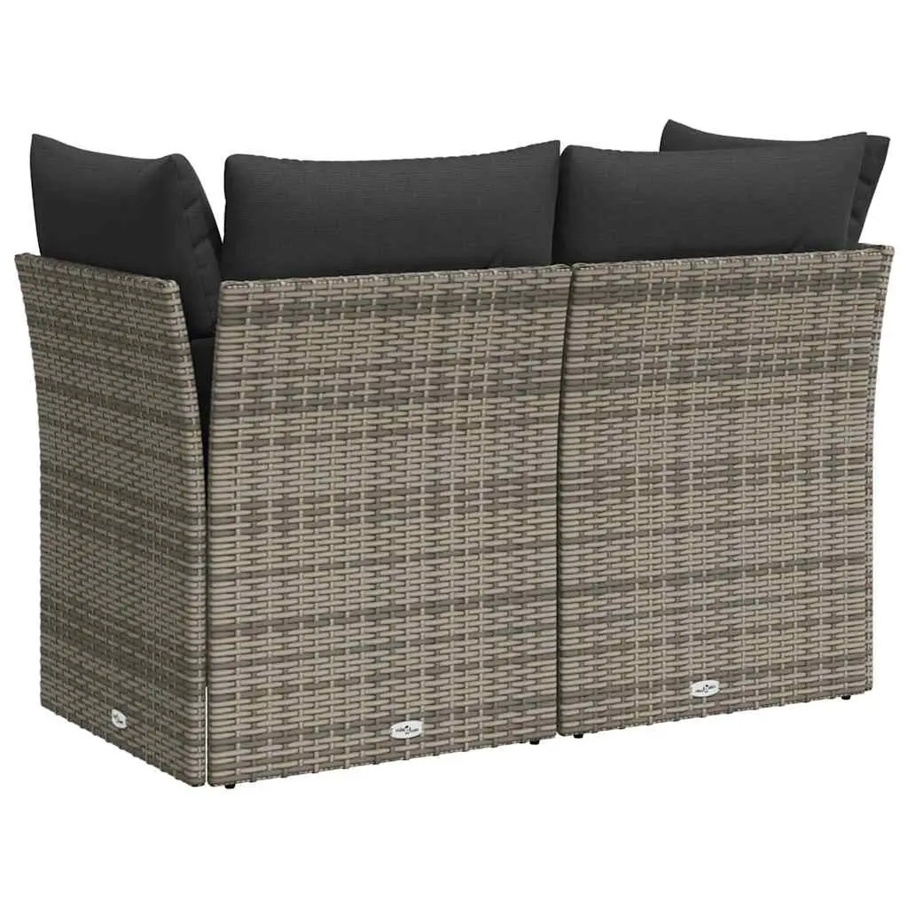 Grey Poly Rattan Outdoor 2-Seater Sofa with Cushions