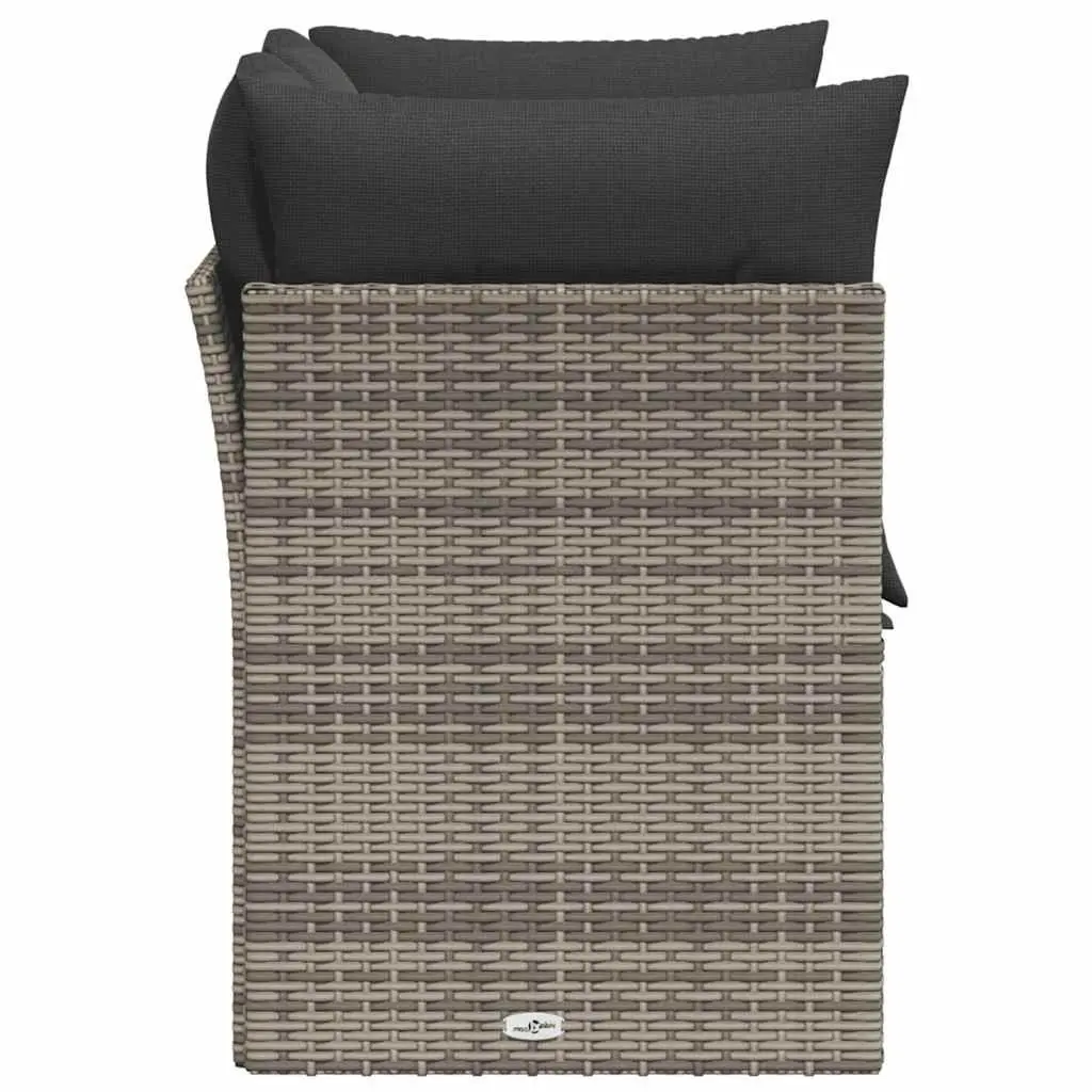 Grey Poly Rattan Outdoor 2-Seater Sofa with Cushions