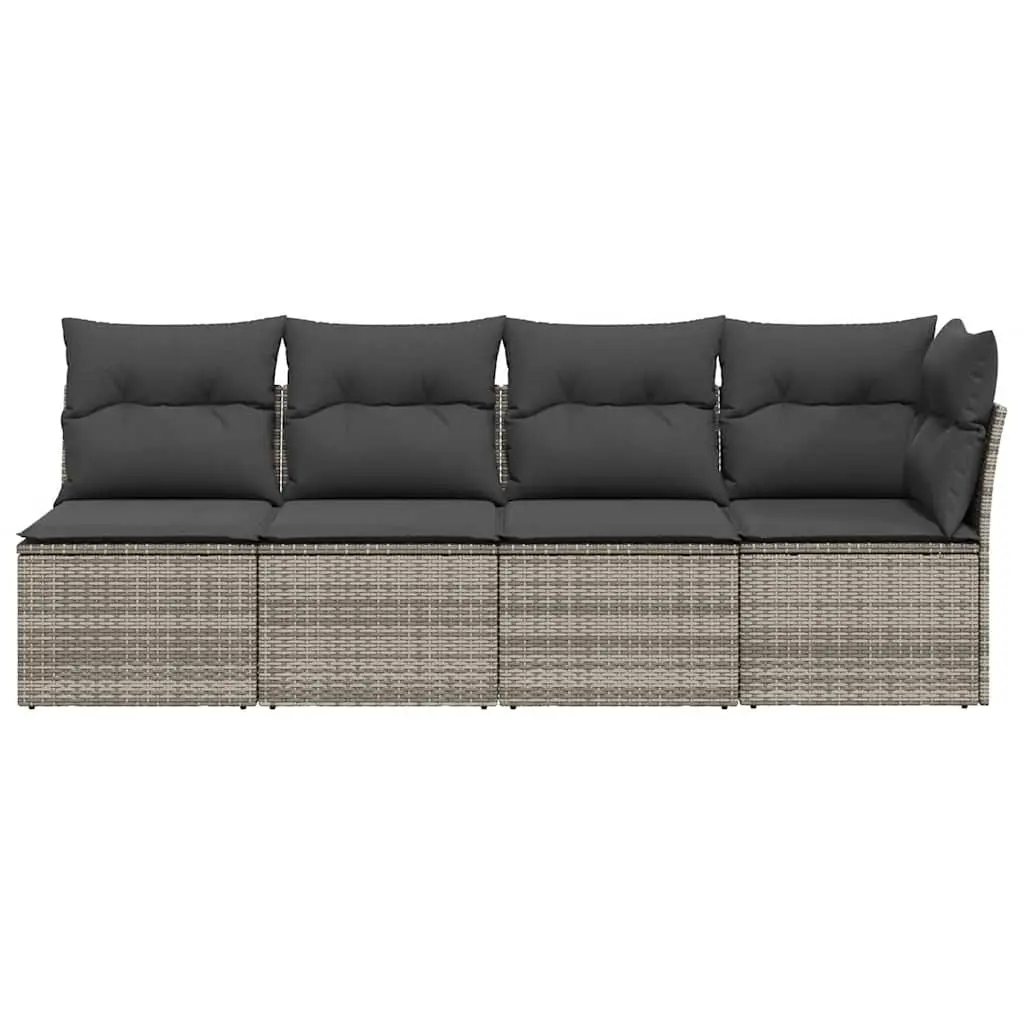 4-Seater Garden Sofa PE Rattan Grey Outdoor Furniture with Cushions