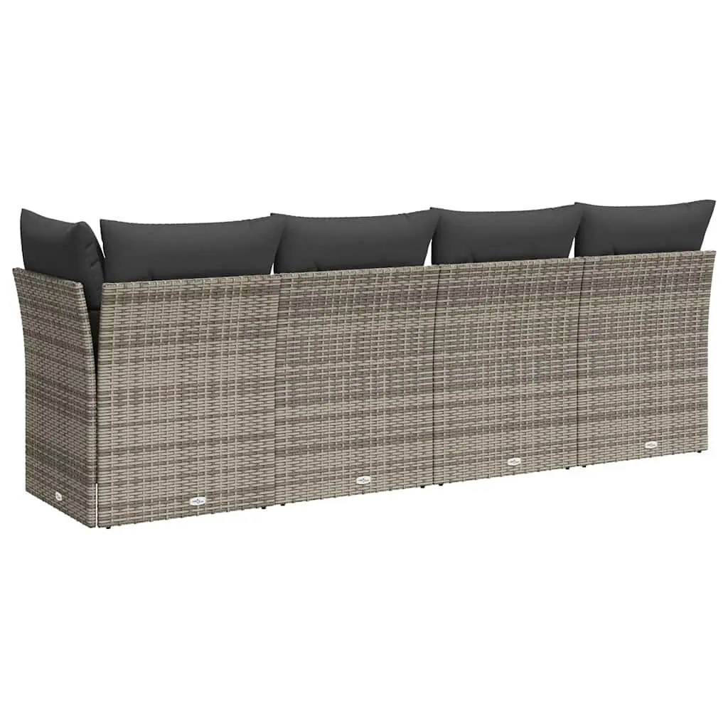 4-Seater Garden Sofa PE Rattan Grey Outdoor Furniture with Cushions