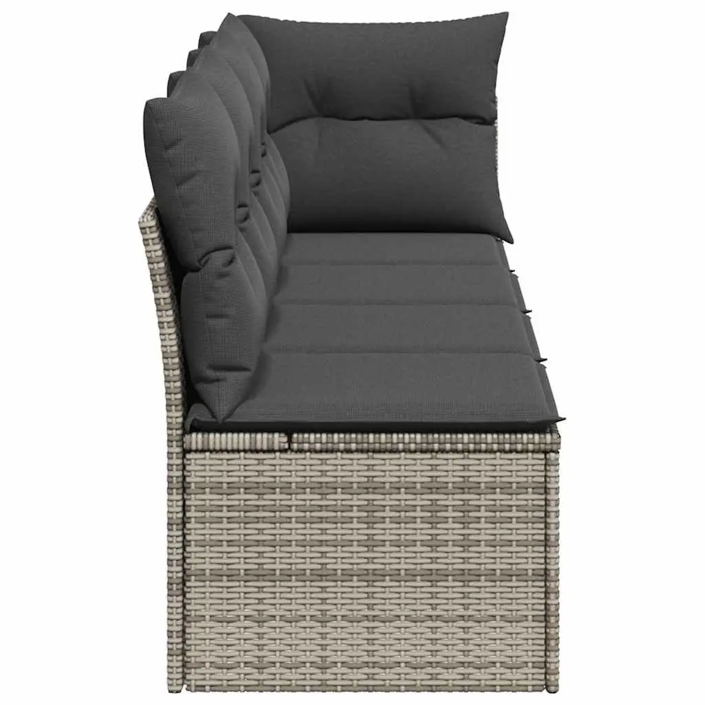 4-Seater Garden Sofa PE Rattan Grey Outdoor Furniture with Cushions