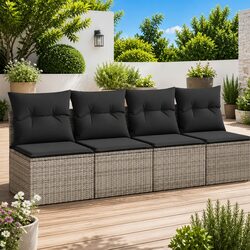 Durable 4-Seater Modular Garden Sofa with Cushions