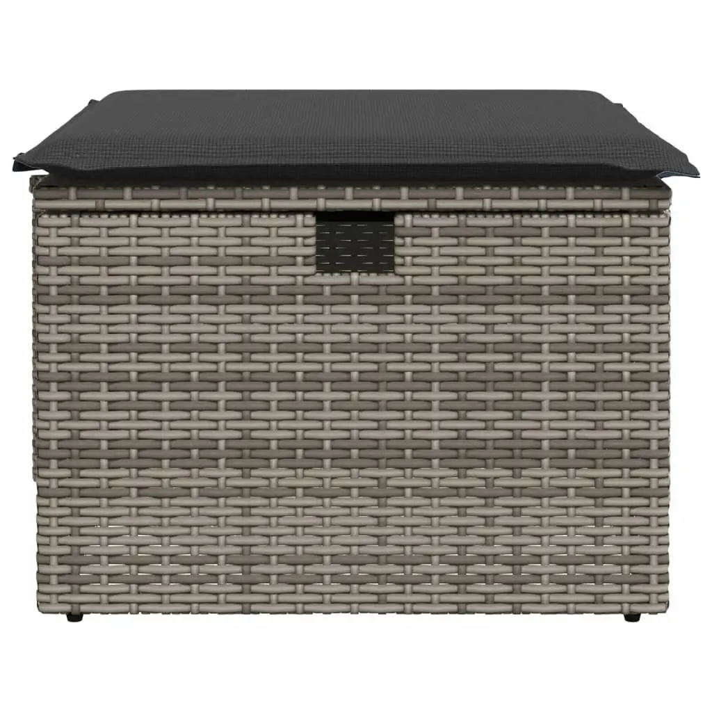 Grey Poly Rattan Garden Stool with Storage