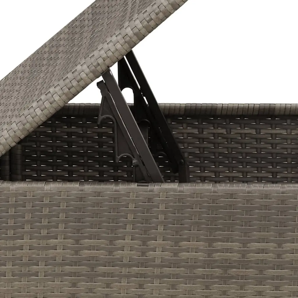 Grey Poly Rattan Garden Stool with Storage
