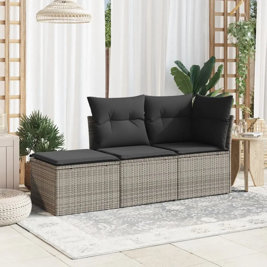 Garden Stool with Storage Cushion Outdoor Furniture Poly Rattan Grey 55x55x37cm