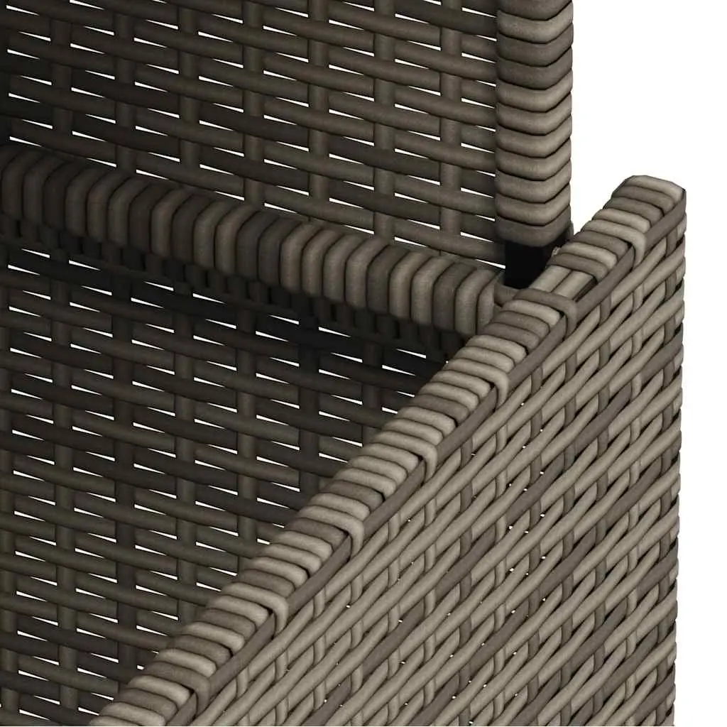 Garden Table Poly Rattan Grey Glass Top Adjustable Height Outdoor Furniture