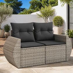 Stylish 2-Seater Garden Sofa with Cushions in Grey