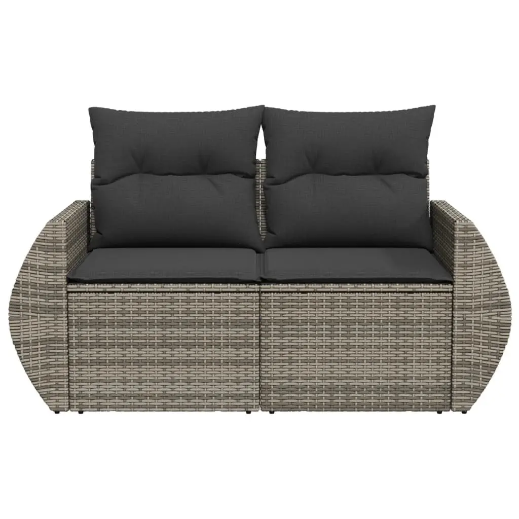 2-Seater Garden Sofa with Cushions in Grey