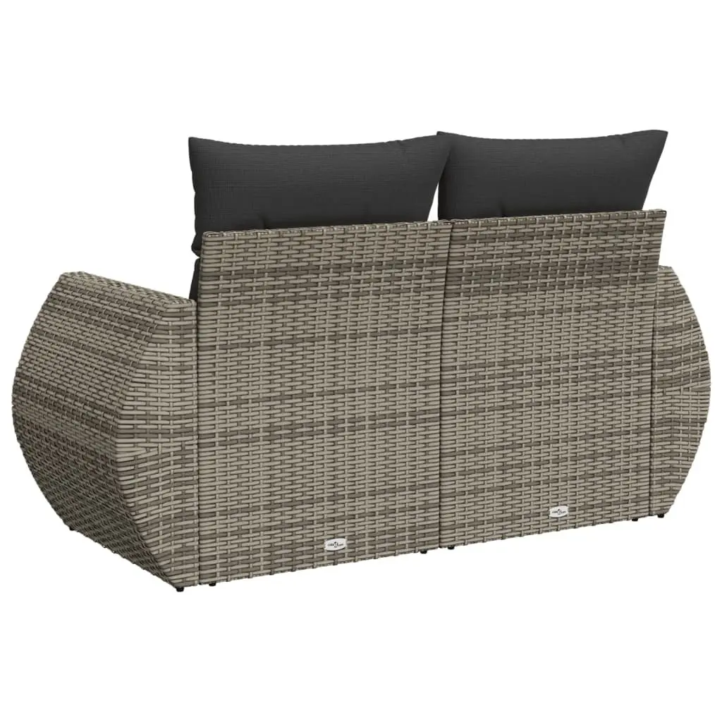 2-Seater Garden Sofa with Cushions in Grey