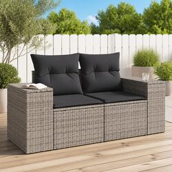 Premium Grey 2-Seater Garden Sofa with Cushions