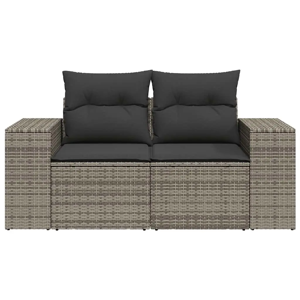 Grey 2-Seater Garden Sofa with Cushions