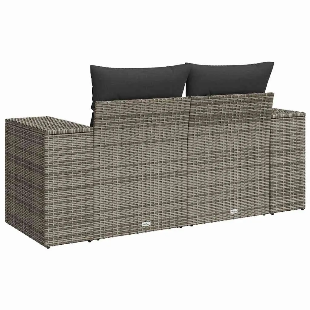 Grey 2-Seater Garden Sofa with Cushions