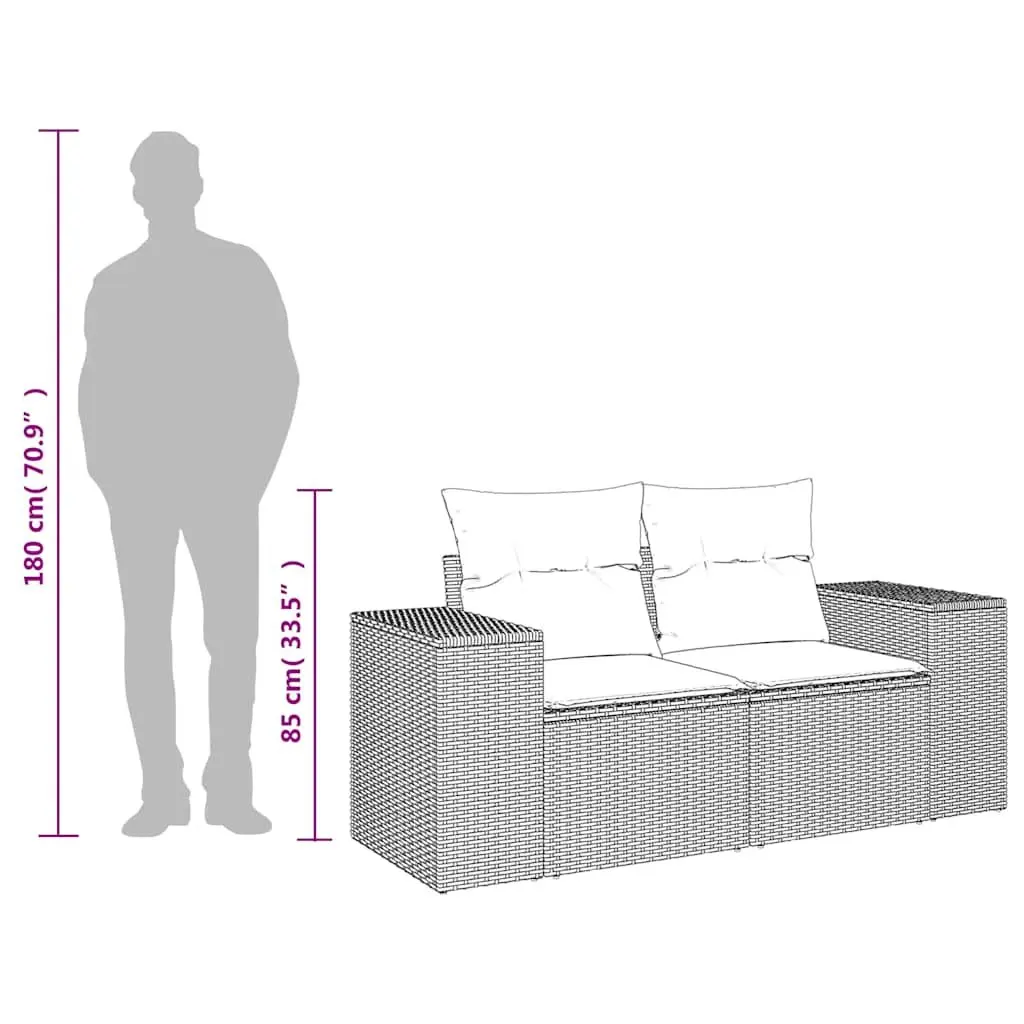 Grey 2-Seater Garden Sofa with Cushions