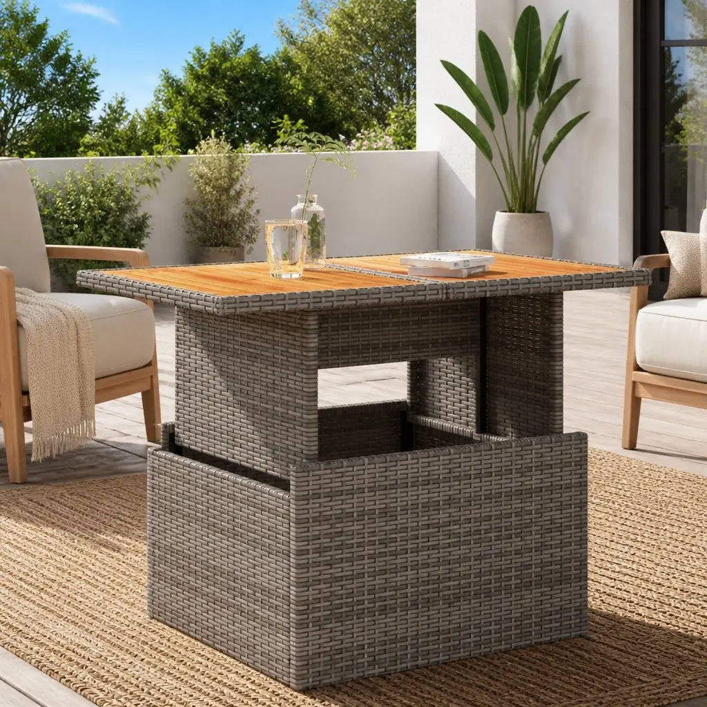 Grey Garden Table 100x55x73cm for Outdoor Use