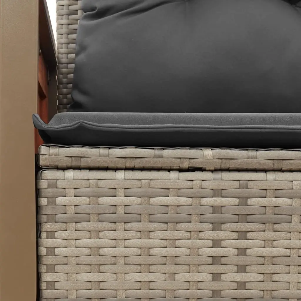 2-Seater Sofa PE Rattan Grey with Cushions Outdoor Garden Patio Furniture
