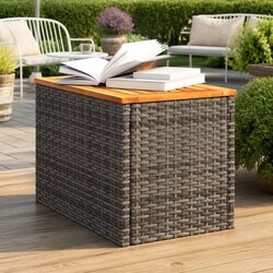 Set of 2 Grey Rattan Garden Side Tables for Outdoor Use