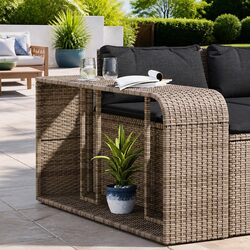 Durable Grey Poly Rattan Storage Shelves for Outdoors