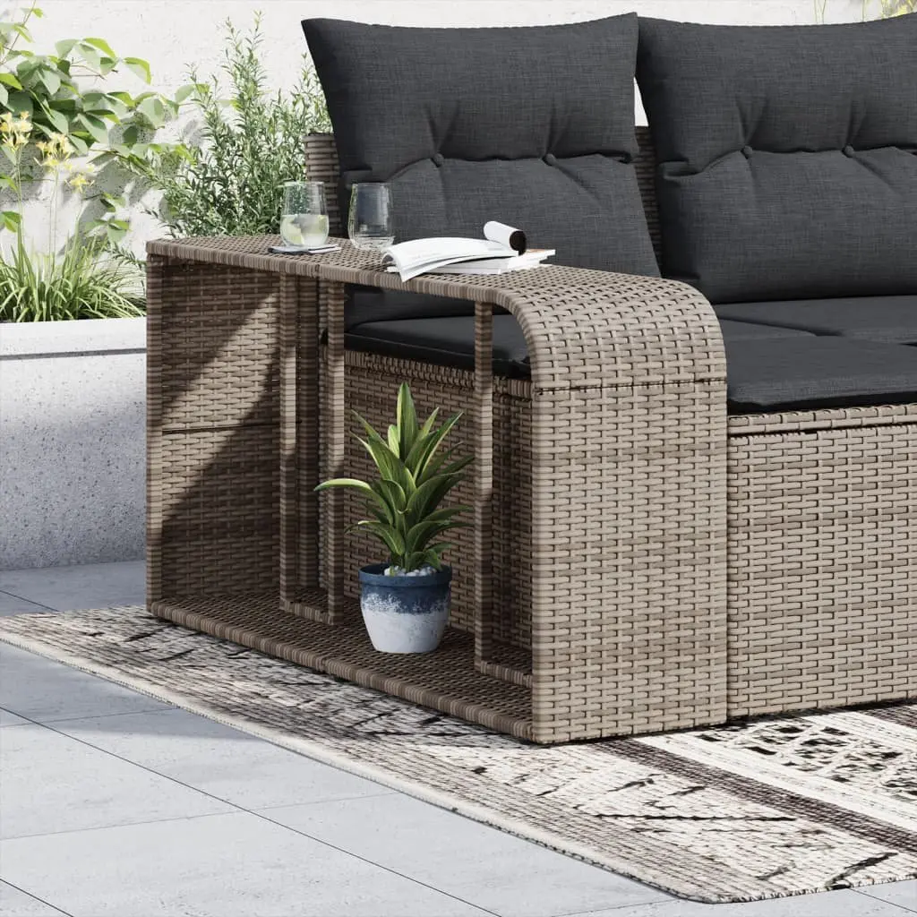 Storage Shelves PE Rattan 2 Pieces Grey Outdoor Garden Furniture