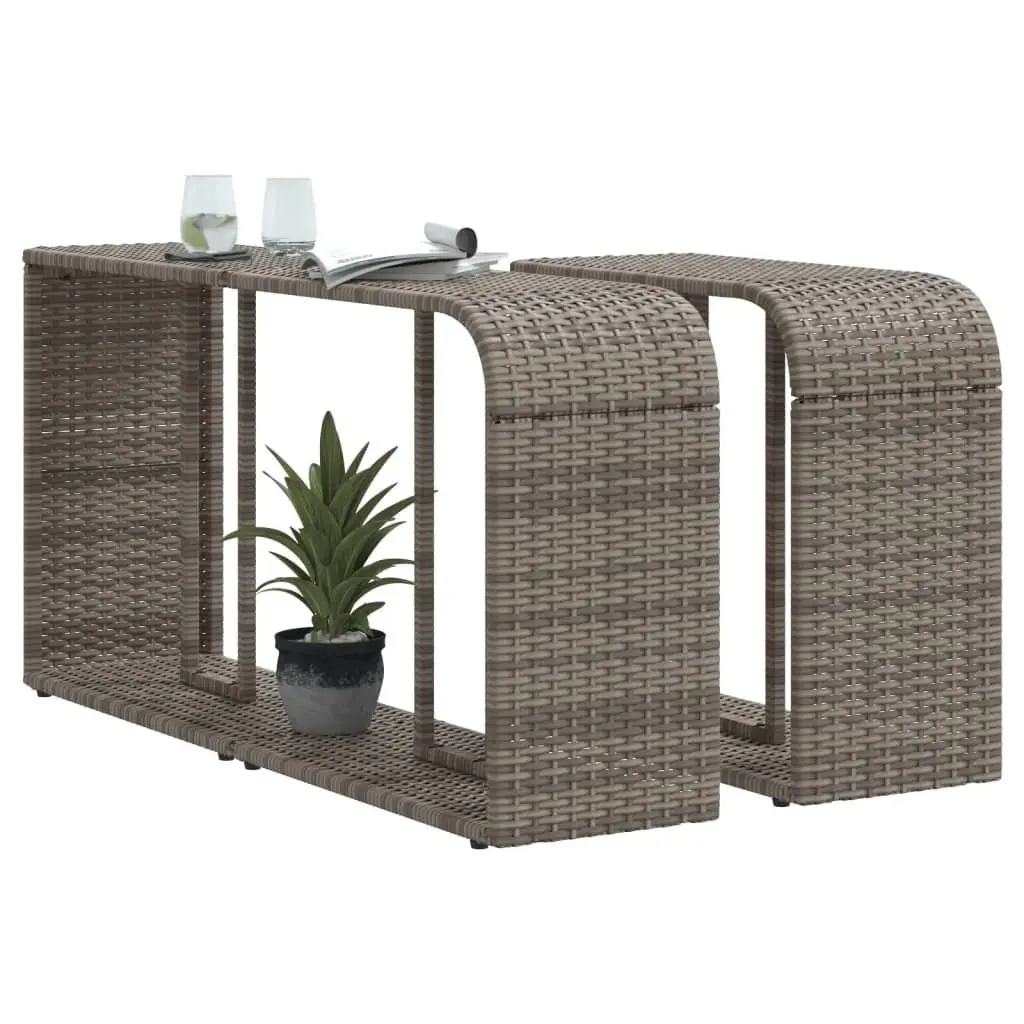 Storage Shelves PE Rattan 2 Pieces Grey Outdoor Garden Furniture