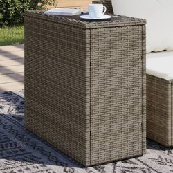 Grey Outdoor Garden Side Table with Glass Top