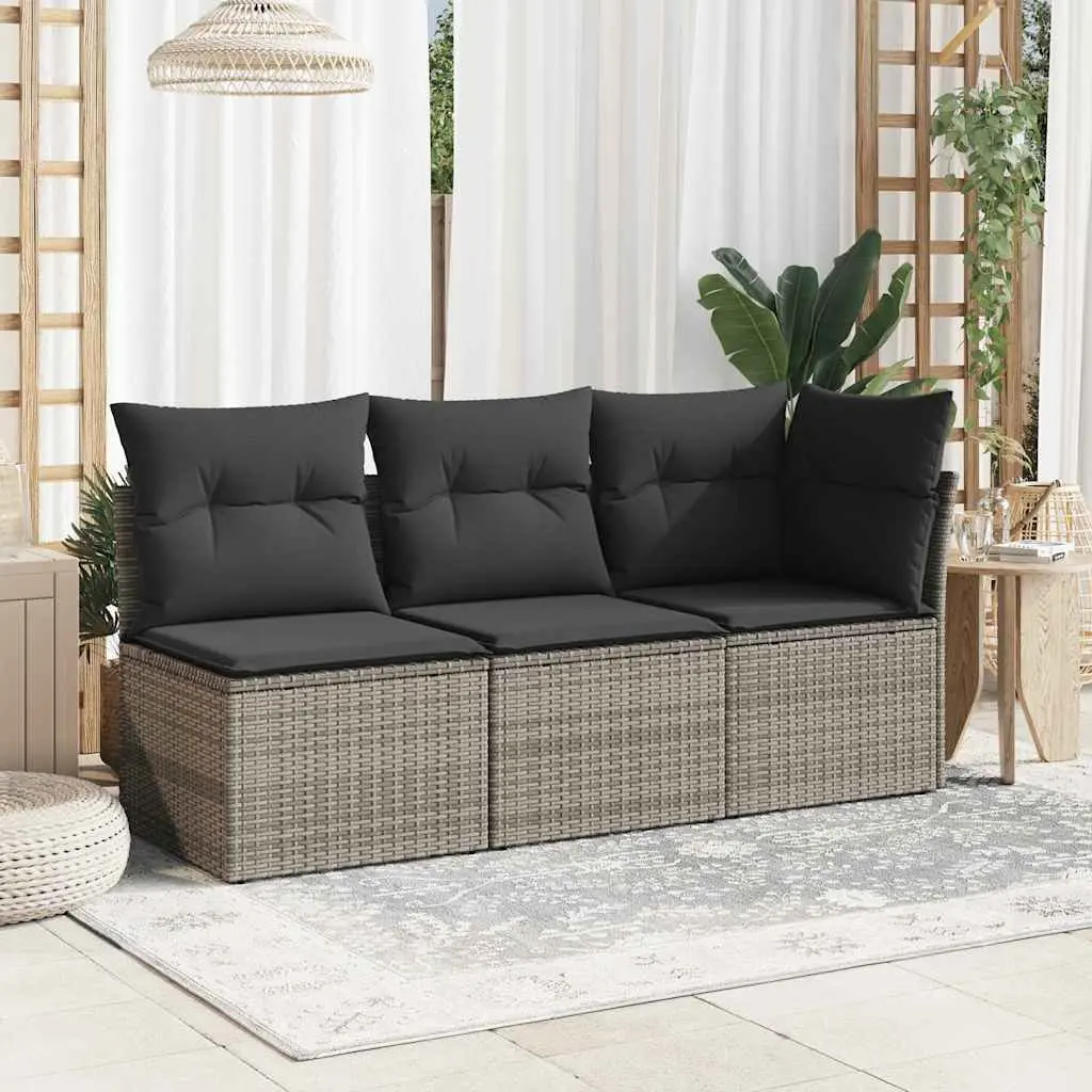 Grey Poly Rattan Garden Corner Sofa with Storage