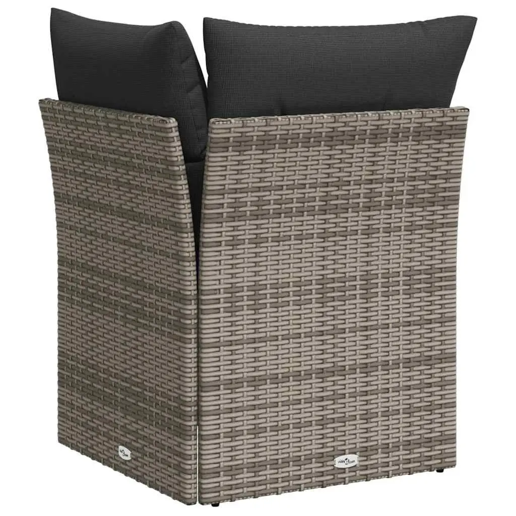 Grey Poly Rattan Garden Corner Sofa with Storage