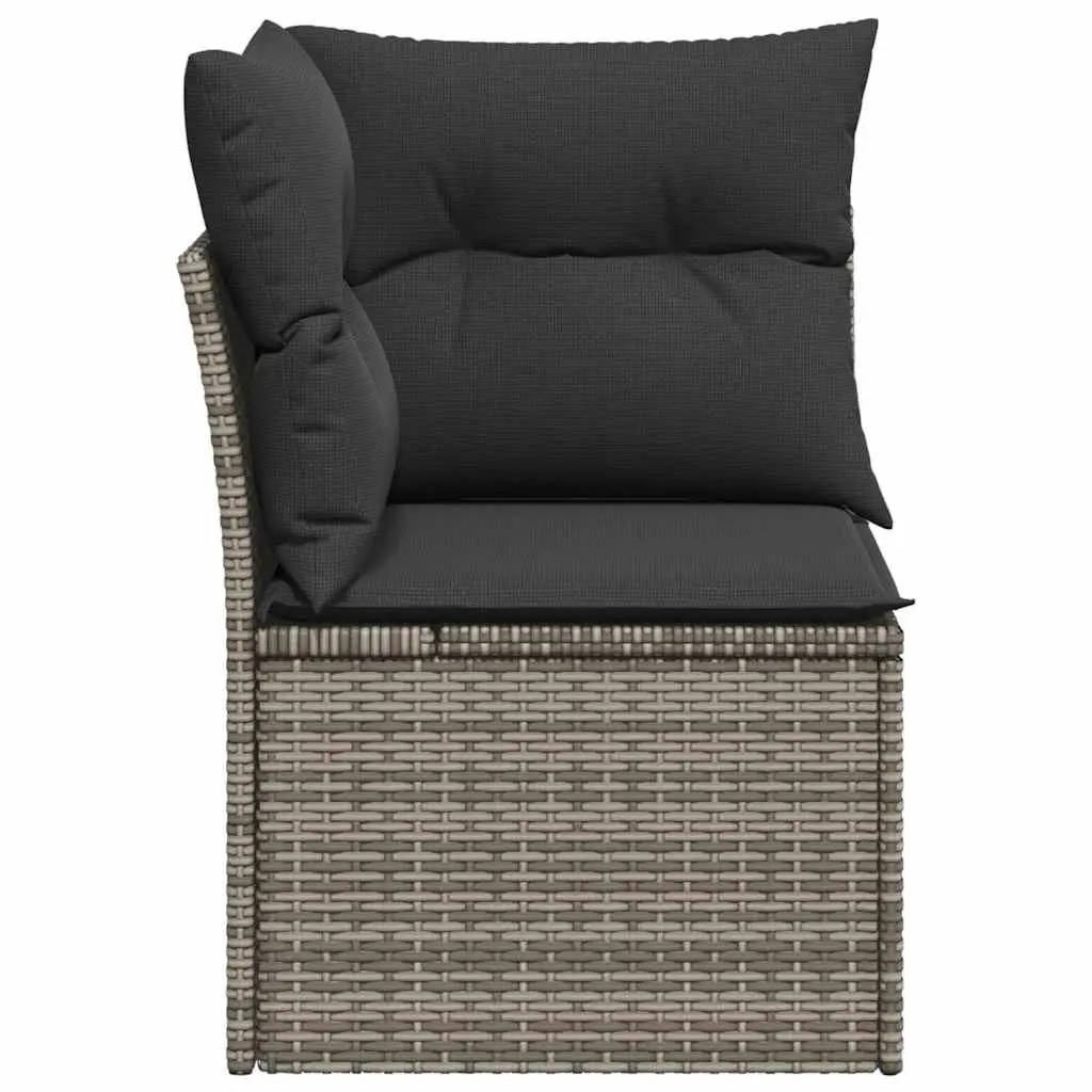 Grey Poly Rattan Garden Corner Sofa with Storage