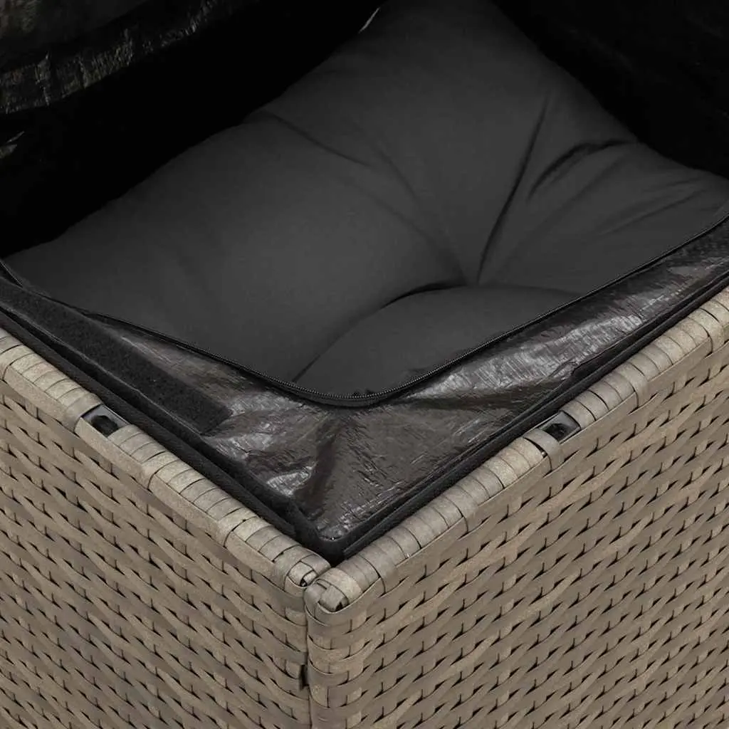Grey Poly Rattan Garden Corner Sofa with Storage