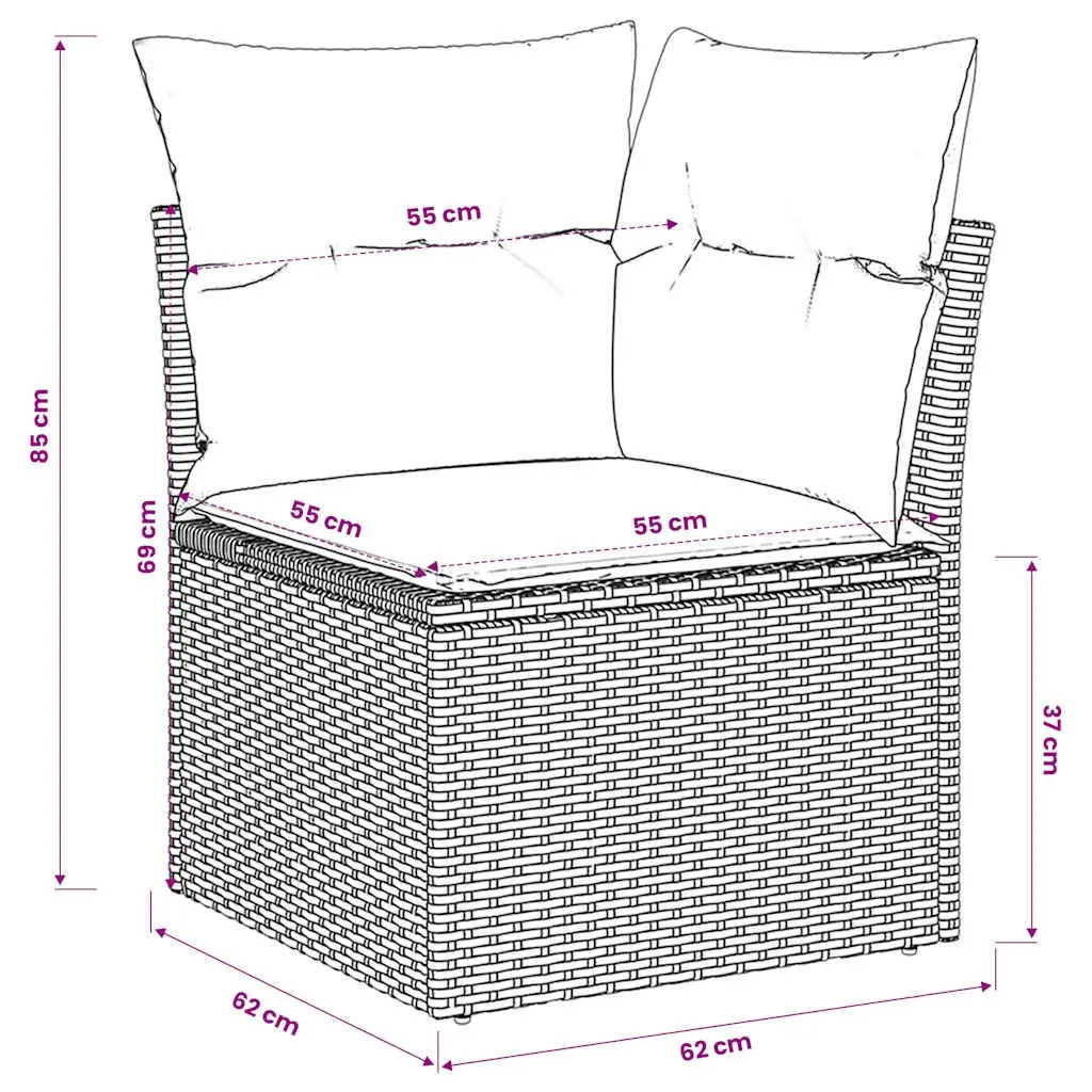 Grey Poly Rattan Garden Corner Sofa with Storage