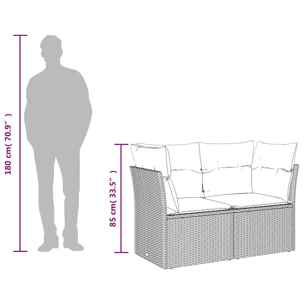 2-Seater Garden Sofa with Cushions Storage Grey