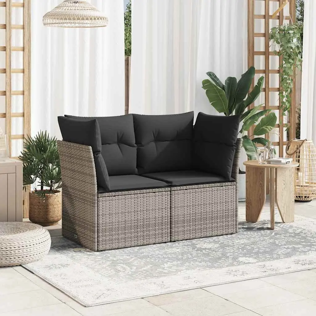 2-Seater Garden Sofa with Cushions Storage Grey