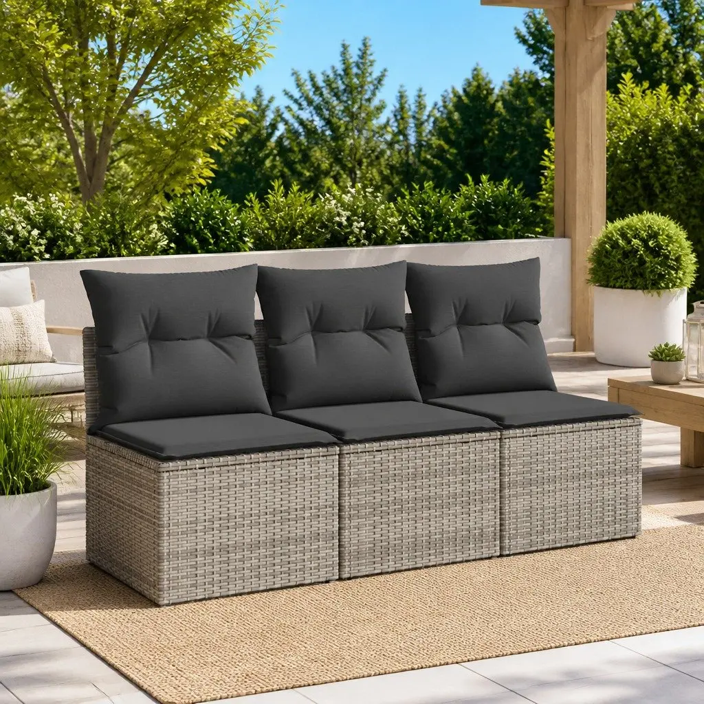 3-Seater Garden Sofa with Storage Cushions in Grey