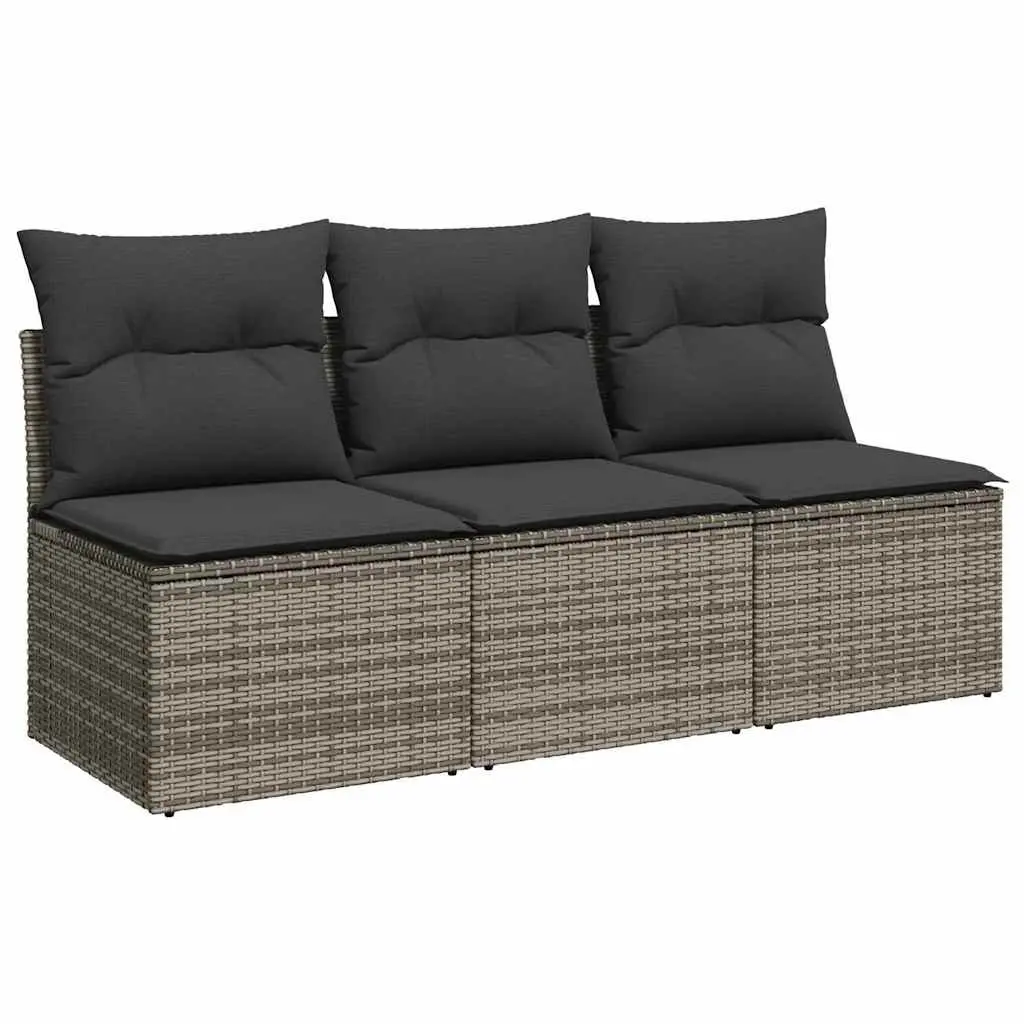 3-Seater Garden Sofa with Storage Cushions in Grey