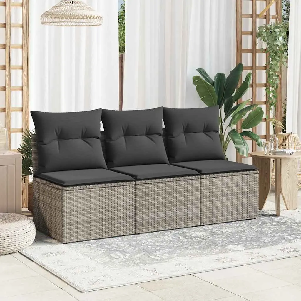 3-Seater Garden Sofa with Storage Cushions in Grey
