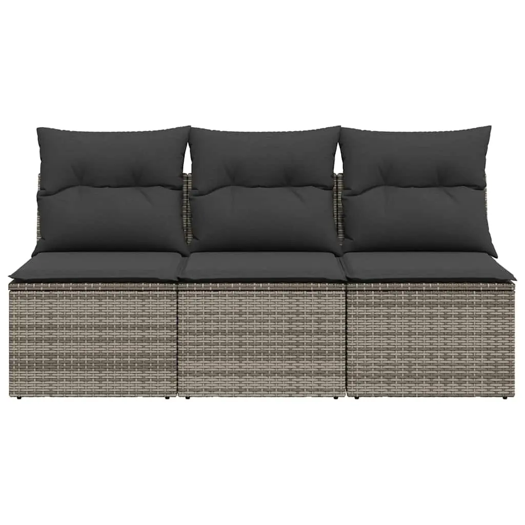 3-Seater Garden Sofa with Storage Cushions in Grey