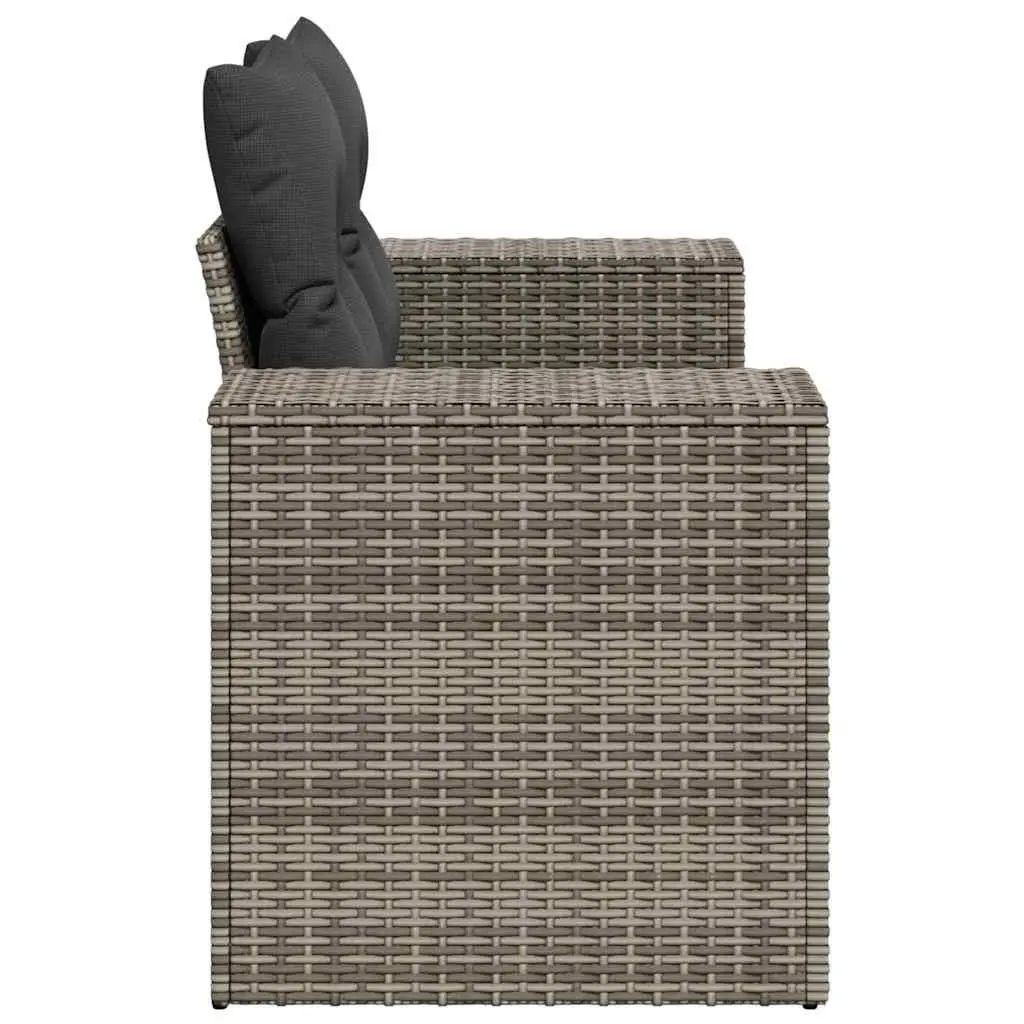 2-Seater Garden Sofa PE Rattan Grey Outdoor Patio Furniture with Cushions Storage