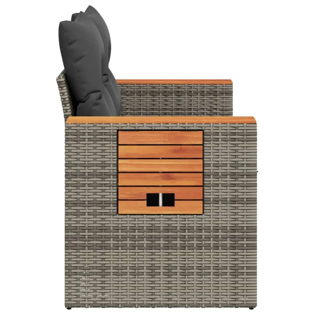 Outdoor Garden Sofa PE Rattan 2-Seater Grey with Cushions