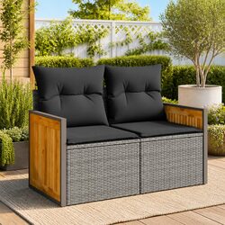 Stylish 2-Seater Garden Sofa in Grey with Cushions