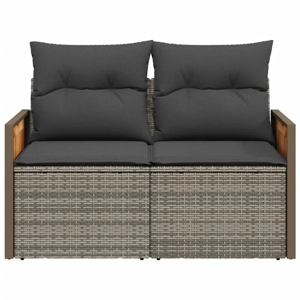 2-Seater Garden Sofa in Grey with Cushions